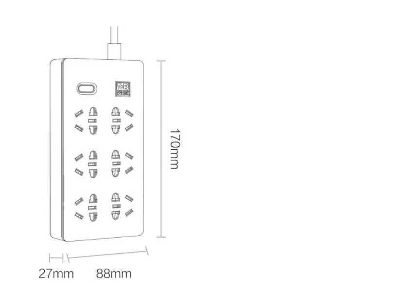 Xiaomi Youpin универсальная зарядная полоса питания 6 розеток 6-позиционная Соединительная панель электрическая розетка удлинитель 220 В