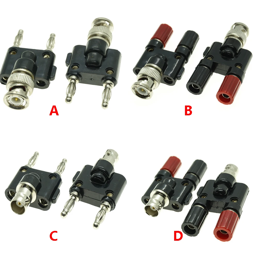New BNC female jack to two dual Banana male plug RF adapter connect`JN 