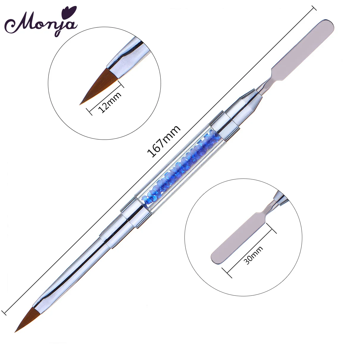 SKU004006-02 Monja 1 шт. двойной для ногтей искусство фара терапия ручка кристальная резная живопись Маникюрный Инструмент - Color: SKU004006-02