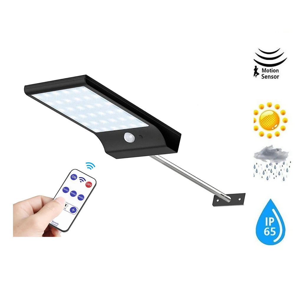 

remote Solar Powered Wall Light PIR Motion Sensor Street spot flood lamp 3 Modes Outdoor Waterproof Lamp for Pathway Garden yard