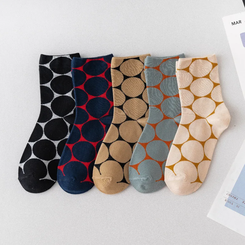 

2020 New Year's Socks Women's Long Warm For Men Set Harajuku Circle Pattern Funny Happy Autumn Winter Socks Christmas Gift