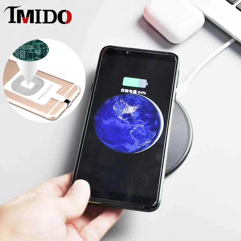 

10W Fast Best Wireless Charger Pad for xiaomi 9T 8 Samsung A50 A70 Smart Wireless Charging Coil Receiver for iphone 5s 6plus 7 6