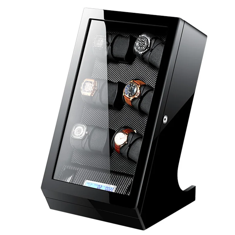 Авто Часы Winder чехол деревянные часы шкатулка для часов Box лак вращающийся