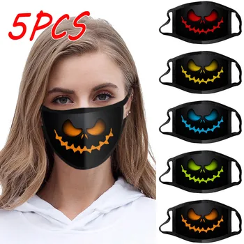 

2020 Fashion Halloween Print Reusable Face Mask Grimace Party Mask Dustproof Windproof Cotton Mask Washable Mask Mascarillas 5PC