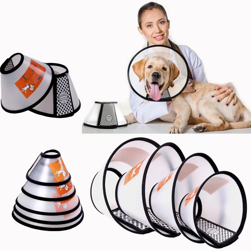 Soft Dog Cat Cone Collar for After Surgery Anti-Bite Lick Dog Recovery Collar Elizabethan Translucent Reusable Soft Dog Cone
