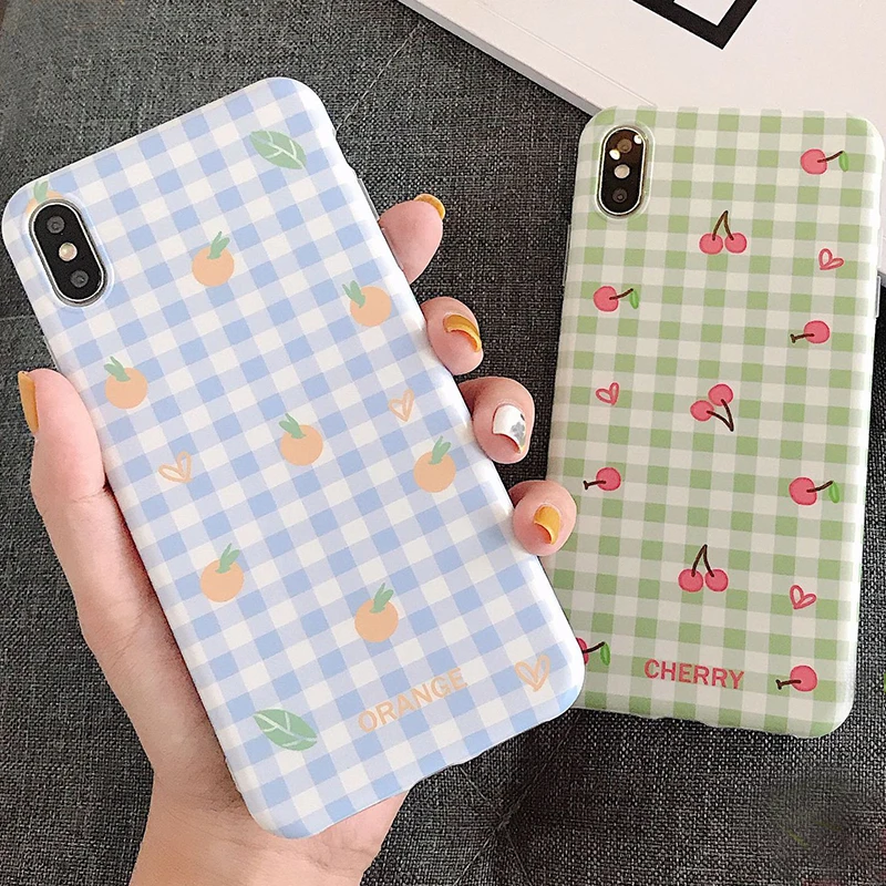 

Simple Fruit Grid Pattern Phone Case for iPhone 6 6s 7 8 Plus X Xs XR Xs Max TPU Soft Back Cover