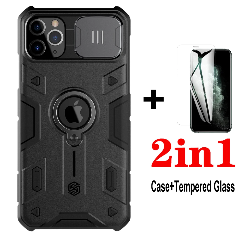 Case for iPhone 11 12 Pro Max/12 mini/iPhone 7 8 SE 2020 Back Cover with Ring Stand NILLKIN Camera Protection Slide Cover