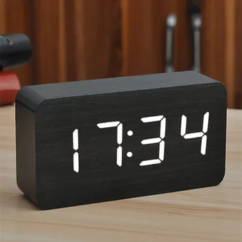 

Creative Led Wooden Alarm Clock Students Clocks Mute Clock Minimalist Near The Bedroom Intelligent Multi-Function Digital Clock