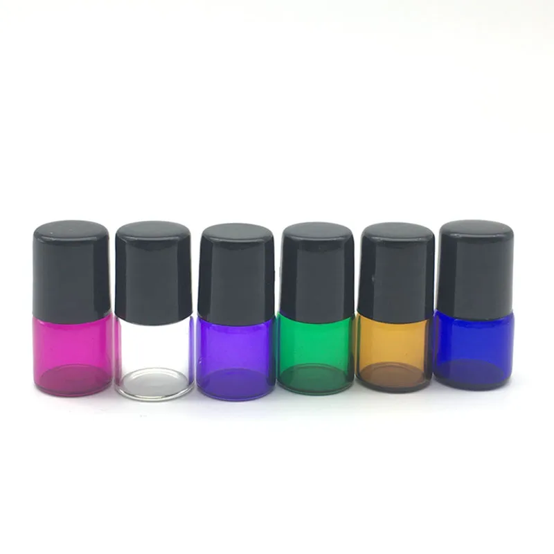 

10pcs 1ml Refillable Colorful Glass Roller Bottle for Perfume Sample Essential Oil Mini Roll On Vial