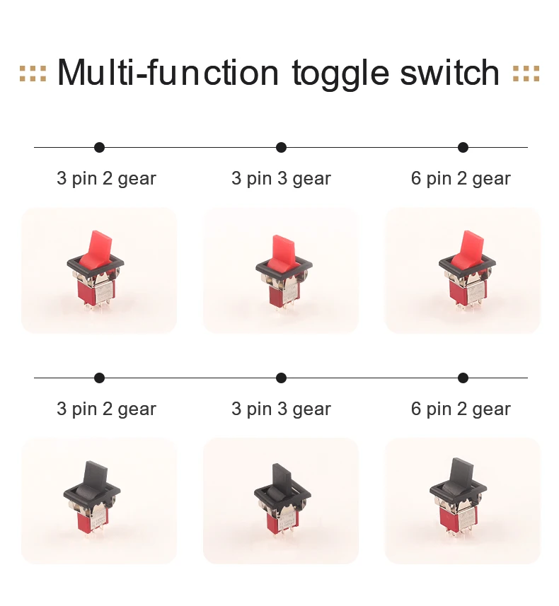 5PCS 3/6 Pin 2/3 Position Schnelle Reaktion Mini Kippschalter Platz Snap-in Panel Mount 5A/125V 2A/250V SPDT ON-ON ON-OFF-ON – Detail 3