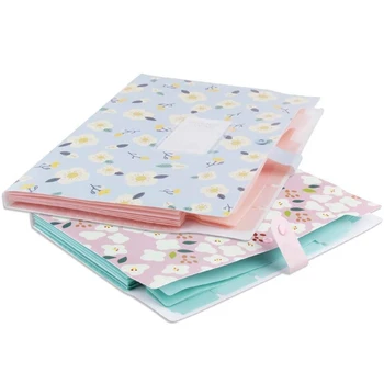 

4 PCS A4 Extended Folder for Letter Size, Floral Printed Accordion File Storage Box with 8 Pockets