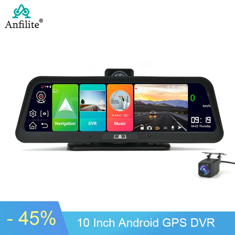 Anfilite 10 &quot4G Автомобильный видеорегистратор Камера GPS FHD 1080P Android 8 1 навигация ADAS с