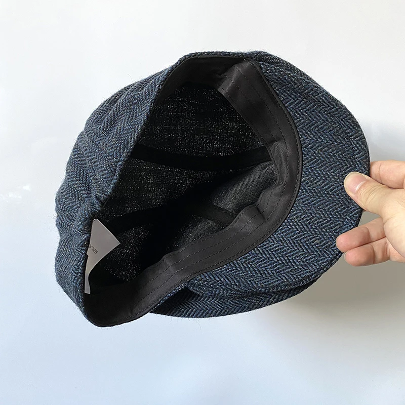 men's black beret hat Wool Newsboy Cap Men blue Herringbone Berets Women Men British Painters Hat Soft  Autumn Winter hats Octagonal Cap BLM382 mens fleece beret