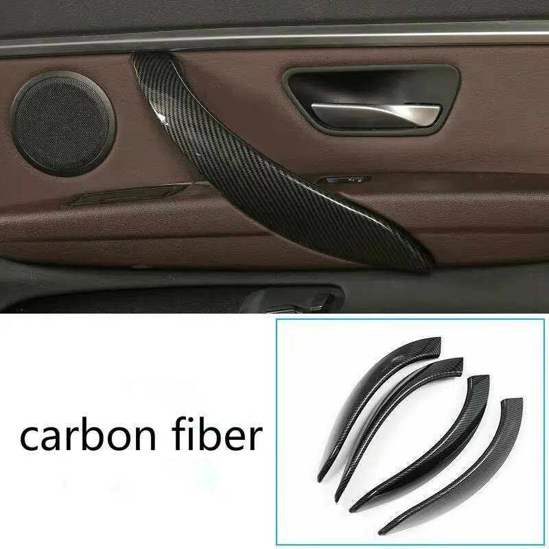 4PCS Real Carbon Fiber Inner Door Handle Inside Cover For BMW 3 Series F30 F35 