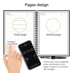 Eco-Friendly Reusable Black Erasable Notebook with Pen - A6 (Lined and dot)