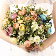 1 шт. мини шелк искусственный цветок пионы и камелии для семьи Рождество искусственный цветок для декорирования букет