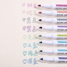 8 pçs/set Colorido Linha Dupla Caneta Marcador Fluorescente Marcador Caneta Nota Para A Escola Estudante Doce Cor Multicolor Mão Cartaz