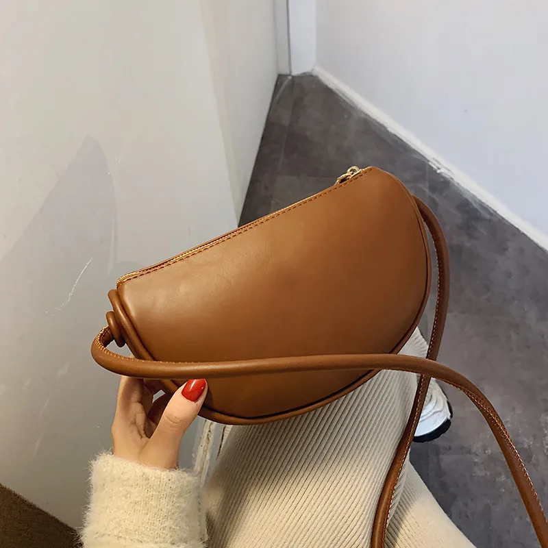 

2020 New Style Semi-Crescent Pillow Simple Solid Color Versatile Shoulder WOMEN'S Bag