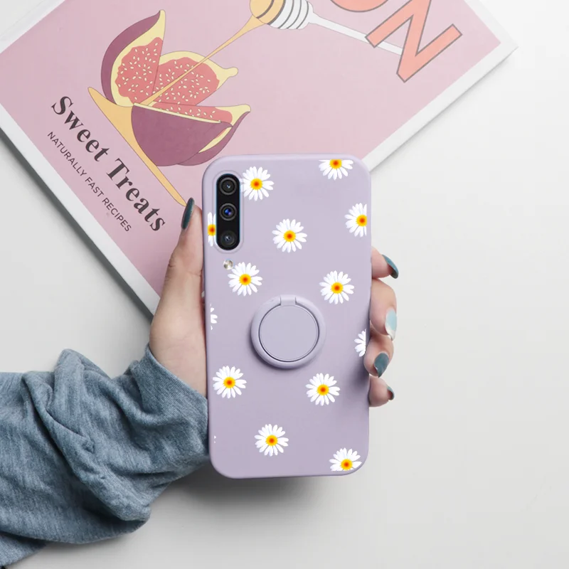 kawaii phone case samsung For Samsung Galaxy A50 A50S A30S Case Flower Magnetic Ring Holder Cover For Samsung A50 GalaxyA50 GalaxyA30S Back Cover Bumper silicone case for samsung Cases For Samsung