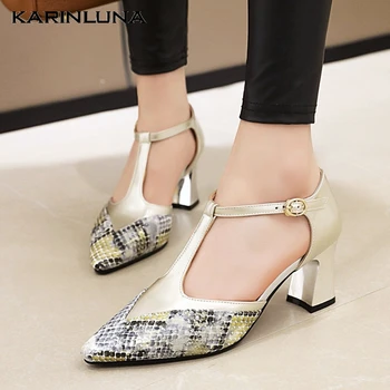 

Karinluna New Arrivals Plus Size 48 Fashion t-strap Hoof Heels Office Ladies Summer Sandals women's Shoes Woman