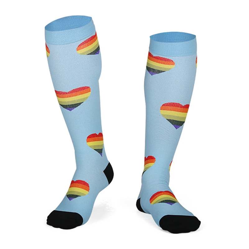 남성용 스트라이프 폴카 도트 패턴 스트레치 압축 양말, 귀여운 커플 송아지 스타킹, 컬러풀하고 재미있는 라이딩, 신상품 