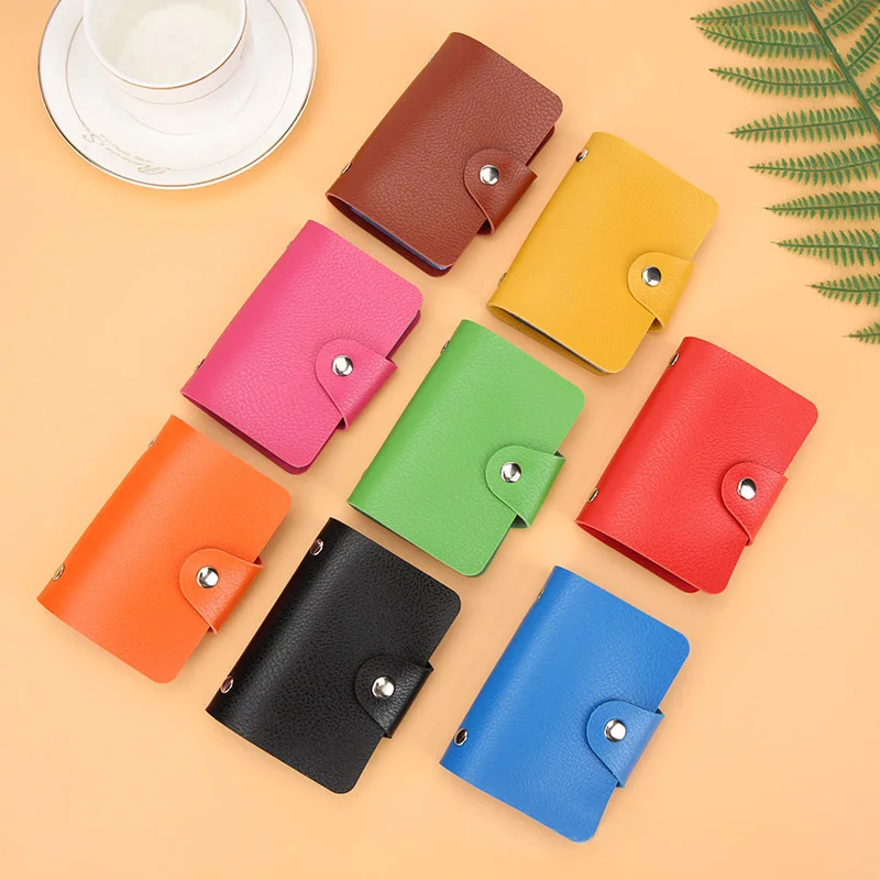 Card Holder PU leather soft card holder multi-card holder male and female bank card simple travel solid color small gift 1PCS