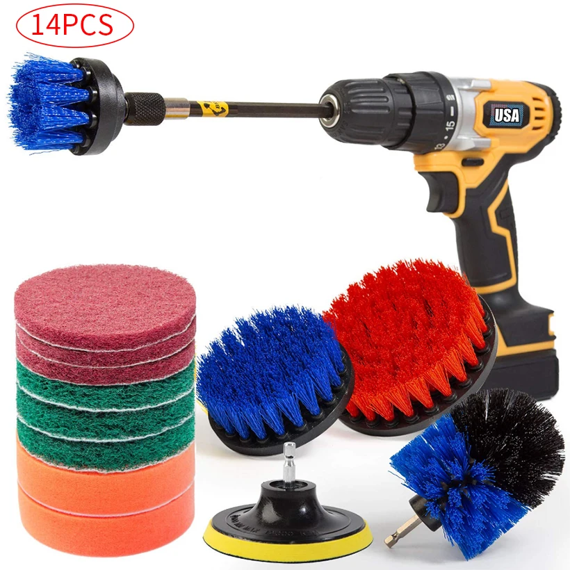 Electric-Drill-Brush-Set Shower-Tile Power-Scrubber Cleaning-Kit Surfaces-Tub Bathroom