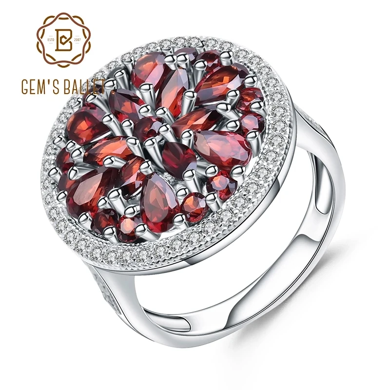 Женское кольцо с натуральным красным гранатом GEM'S BALLET 3.88Ct винтажное