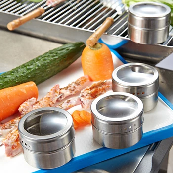 

Household Kitchen Seasoning Pot Stainless Steel Seasoning Pot Spoon Combination Silver Household Pot Spoon Combination Stainless