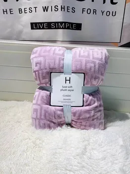 

Lamb Cashmere Blanket Labyrinth Grid Throw Blanket Double Layer Flannel Blankets for Adult Kids Bedding