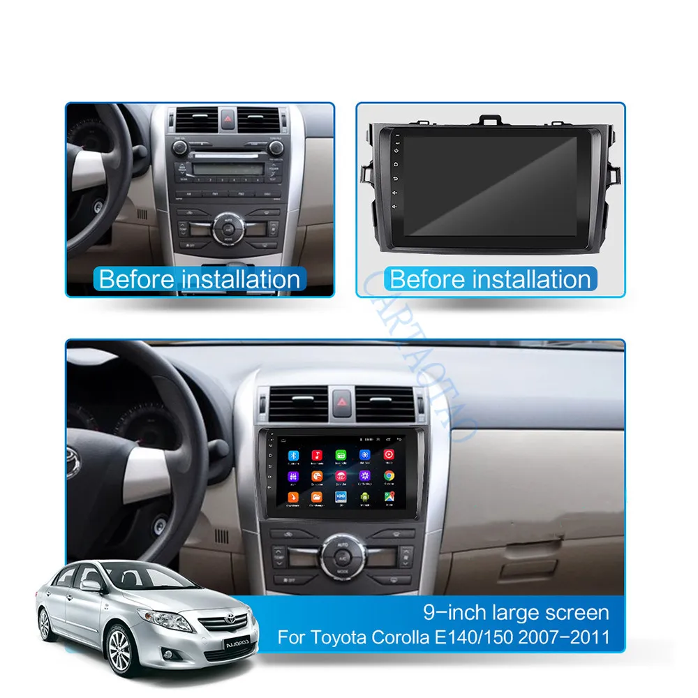 2 din Android 8.1GO для Toyota Corolla E140/150 2006 2013 автомобильный мультимедийный плеер с видео