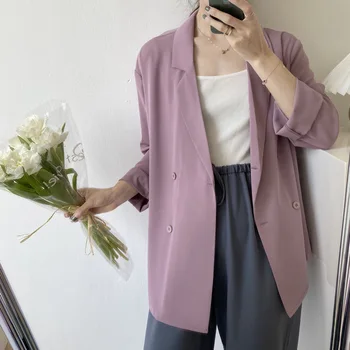 

Women Jacket 2020 Spring Summer New Fashion Temperament Suit Jacket Women's Coat Solid Color Simple Casual Was Thin Female Suit