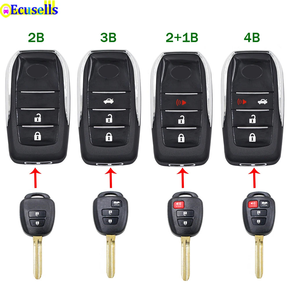 2/3/4 Buttons Flip Remote Key Shell Case Cover Housing Fob For Toyota