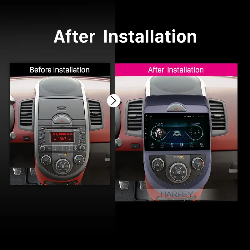 Discount Harfey GPS Android 8.1 HD Touchscreen Car Radio for Kia Soul 2010-2013 Bluetooth 9