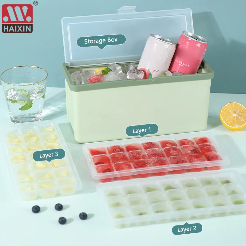 

1Pcs DIY Ice Cream Plastic Mold Food Box Ice Grid Ice Tray With Ice Shovel Ice Maker Mold With Lid Creative Kitchen Accessories