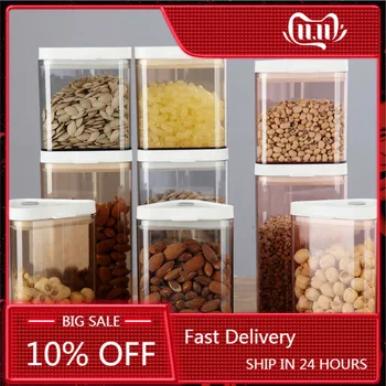 

Grain Transparent Plastic Triangle Sealed Cans Food Jars Cereals Grain Storage Boxes Seasoning Tank Container With Lid Bottle