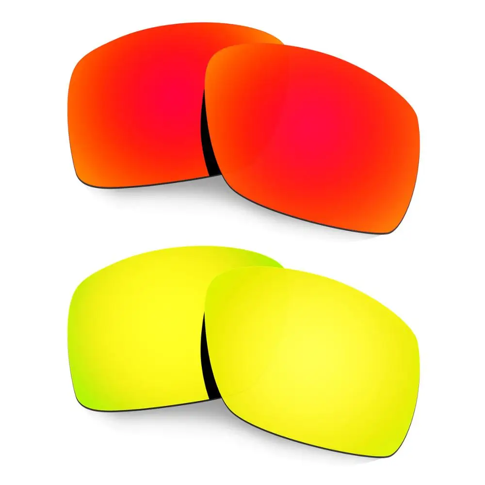 

HKUCO For Big Taco Sunglasses Replacement Polarized Lenses 2 Pairs - Red & Gold