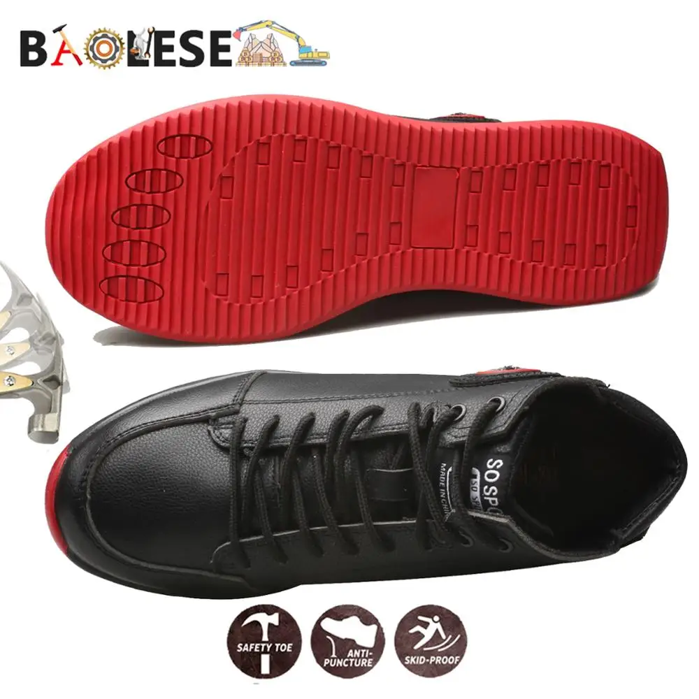 BAOLESEM/Мужская защитная обувь Мужская Рабочая обувь с нескользящей подошвой и стальным колпачком Мужская безопасная обувь водонепроницаемые Модные рабочие ботинки
