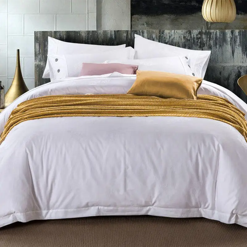 

Luxury white Jacquard Bedding Set 4PCS 100% Cotton Hollow Duvet Cover Set Pillowcase Bedsheet bed linen Quilt Queen king size