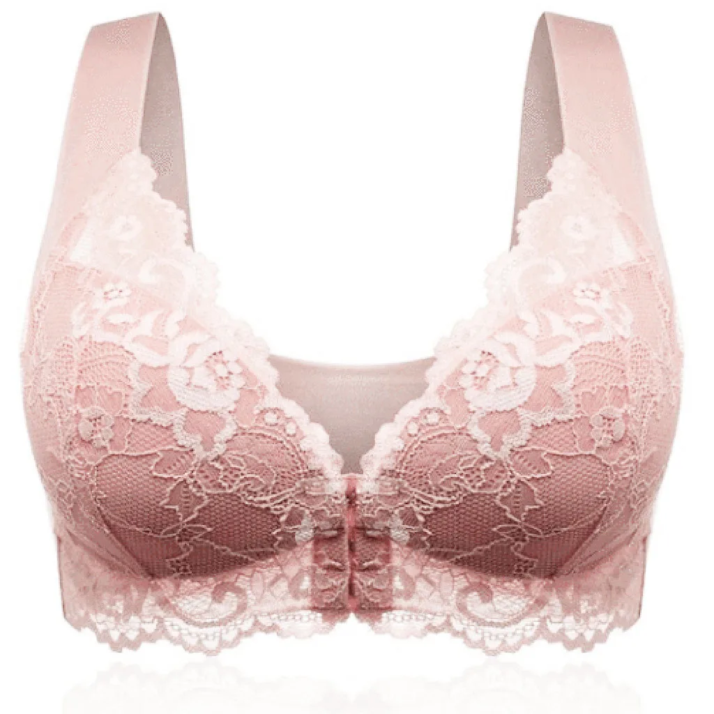 Plus Size 120B New Adjustable Sports Front Closure Extra-Elastic Breathable Lace Bra Push Up Bra Womens Underwear Lingerie Bras