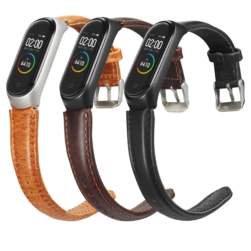 Кожаный ремешок для Mi Band аксессуары браслет Xiaomi 4 3 Ventage из натуральной кожи