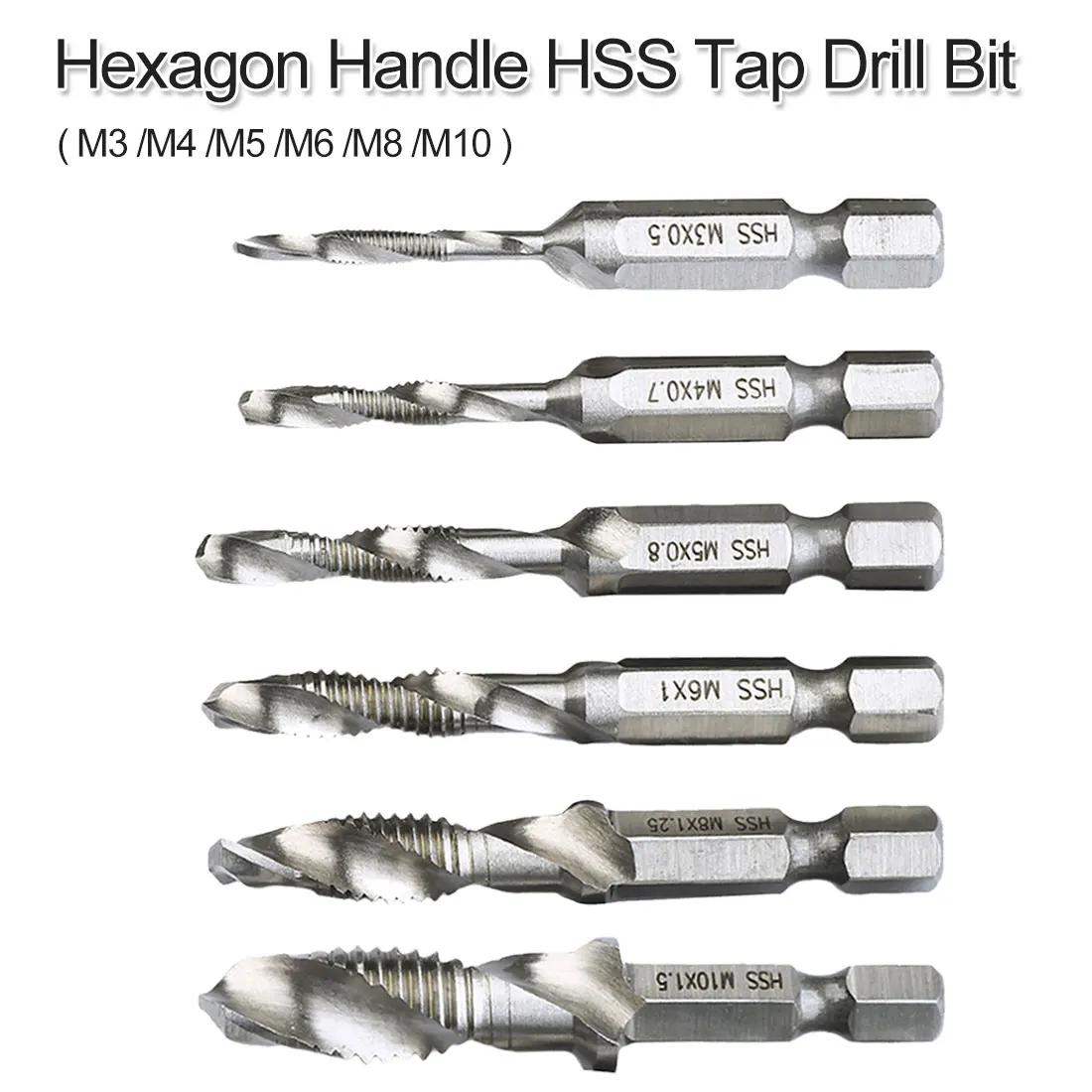Сверло с резьбой M3/ M4/ M5/ M6/ M8/ M10 1/4 &quotс шестигранным хвостовиком ручной кран винт