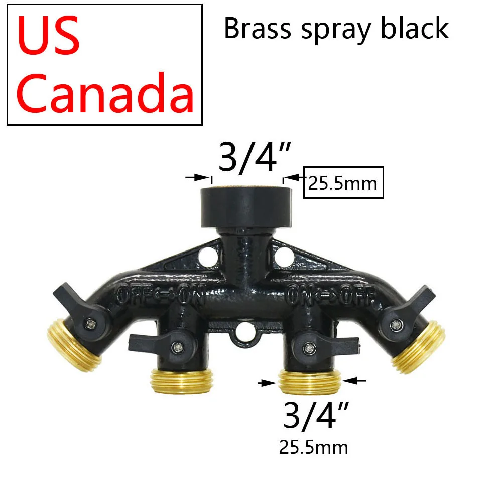 3/4" 2/4-Way Brass Plastic Garden Hose Splitter Y-Type Watering Connector Garden Tap For Outdoor Tap and Faucet