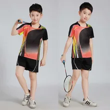 2 предмета, футболки для бадминтона, костюм, рубашка с короткими рукавами, детские футболки для настольного тенниса, быстросохнущая командная униформа