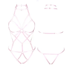 Розовый нагрудный пояс на бретельках для всего тела, талия, бедра, ленточная подвязка, подтяжки, панк, фестиваль, танец, сексуальное белье, плюс размер, эластичное