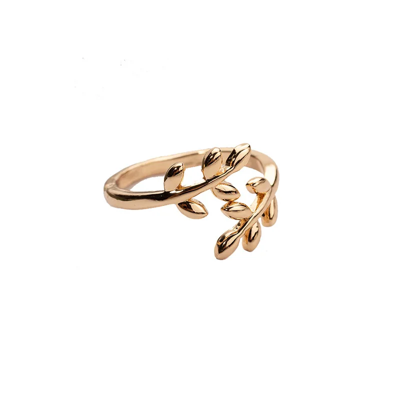 Амулеты двух цветов оливковое дерево ветка листья Открытое кольцо для женщин девушка обручальные кольца регулируемое; кулак палец ювелирные изделия Рождество