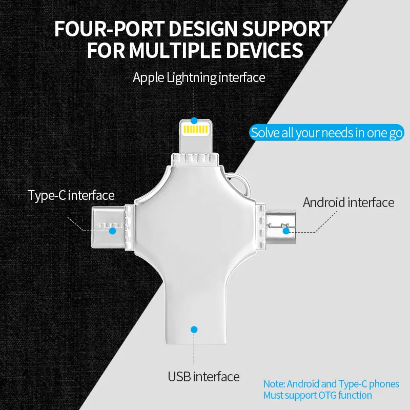 IPhone USB флэш-накопитель 3,0 16 ГБ 32 ГБ Флешка 64 Гб USB накопитель 128 ГБ 256 ГБ HD флэш-память USB флешка для iPhone Android PC type C