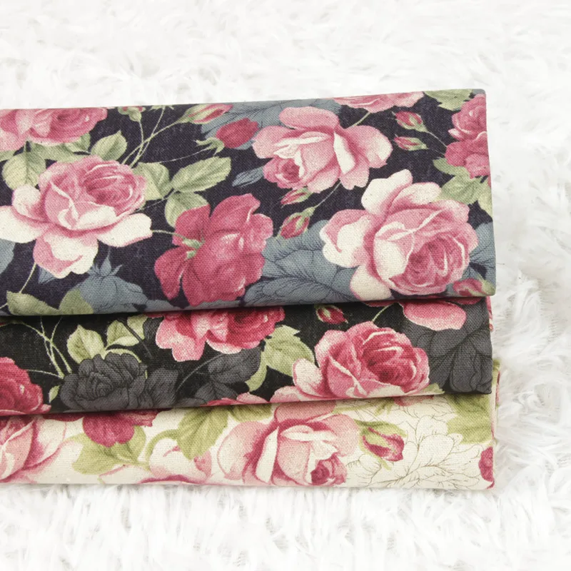 Наполовину ярд Плотная хлопковая ткань с розовым цветочным принтом ручной работы сумка ткань хлопок CR-103