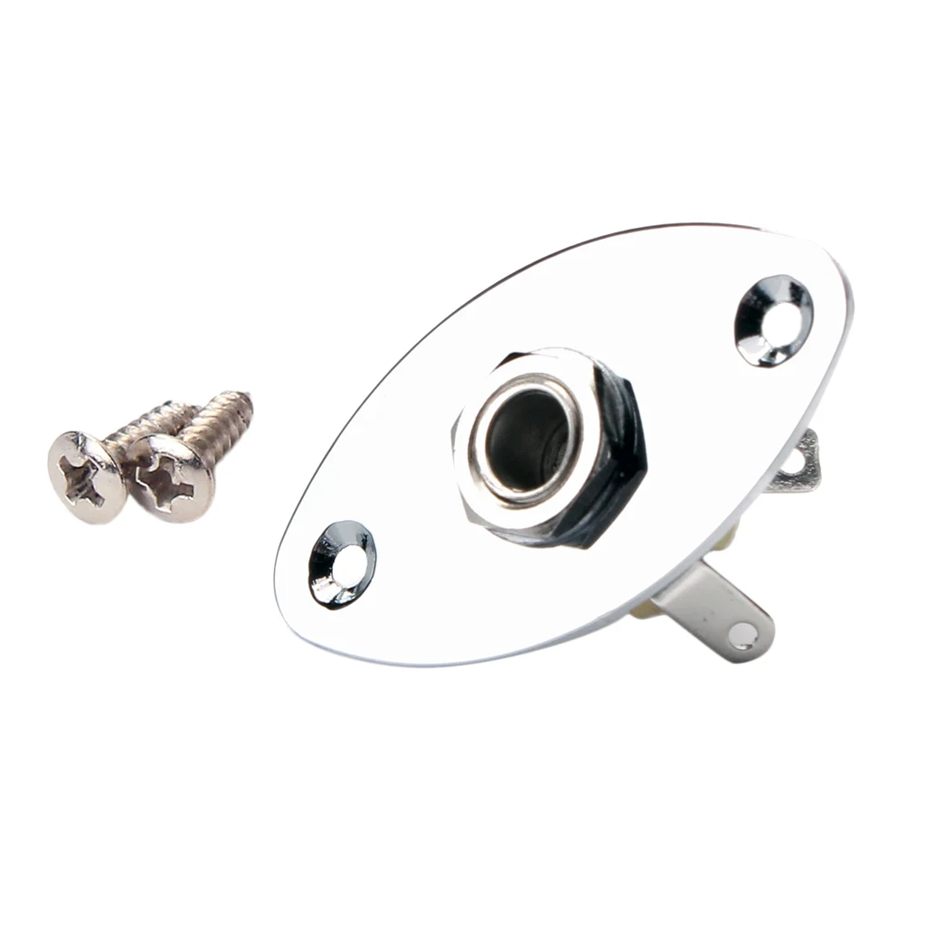 Chrome Flat Guitar Bass Output Jack Plate 1/4'' For Cigar Box Guitar Parts