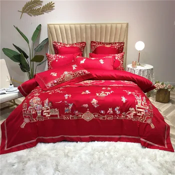 

Chinese Style Four-Piece Set of 100 Cotton Embroidery Flowers Bedding set comforter bedding sets king duvet cover